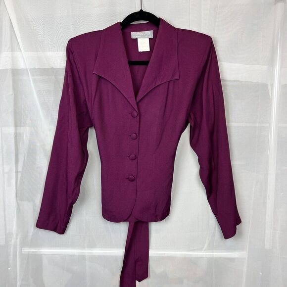 Vintage Rabbit JR womens button down blouse tie back retro careerwear teacher MD - Picture 3 of 7